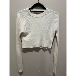 AllSaints 100% Merino Wool crewneck Cropped Knit Sweater Jumper Pullover